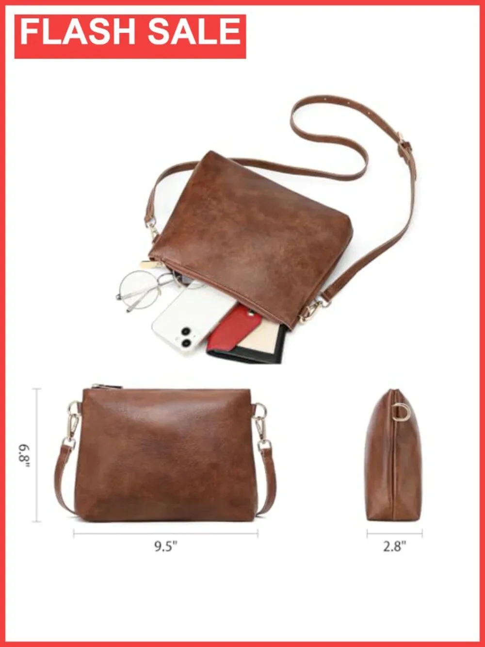 Soft Vegan Leather Hobo Shoulder Bag Magnetic Closure Work Tote